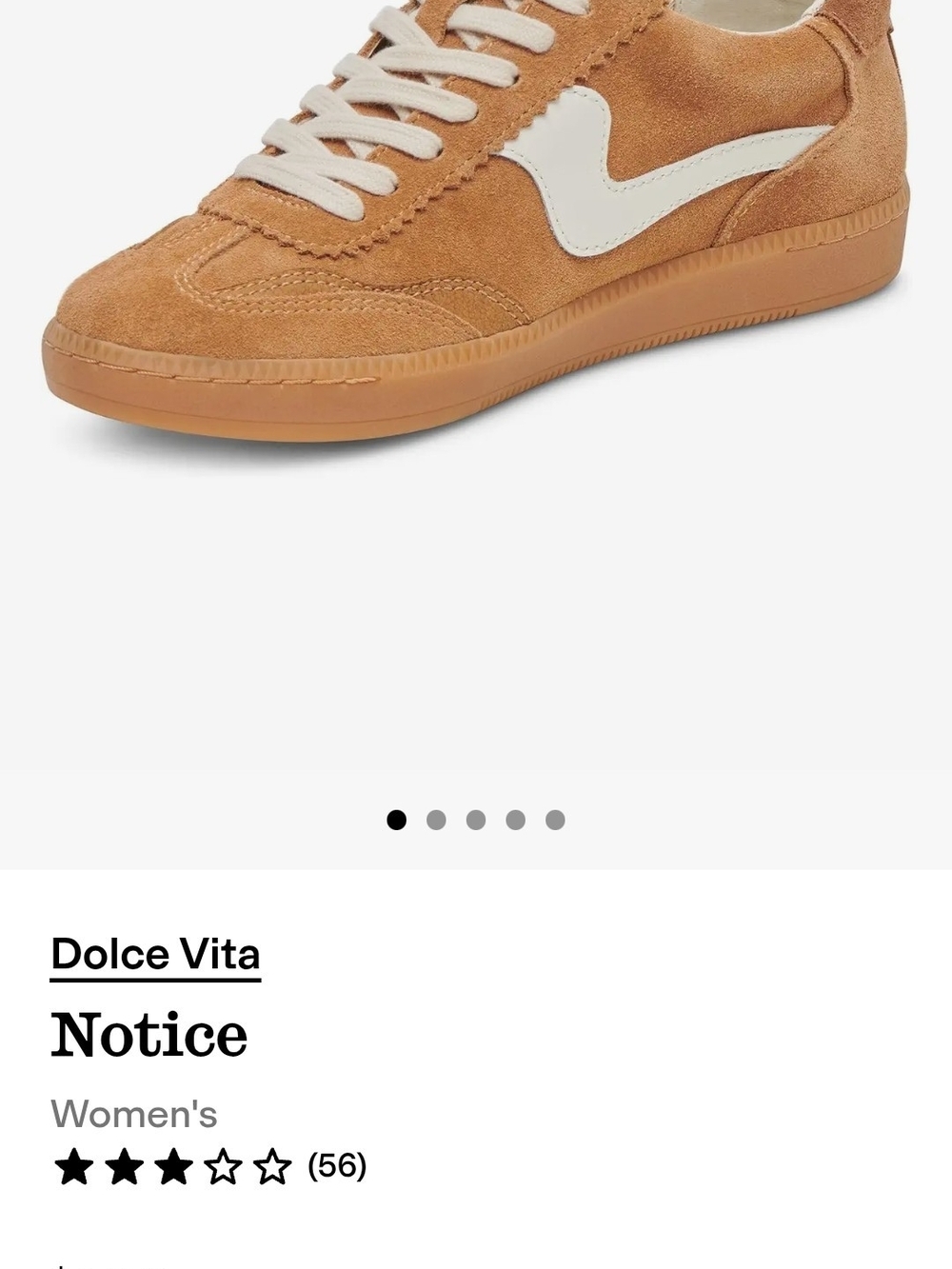 Dolce Vita Notice Women's Suede Sneaker in Tan with White Accent